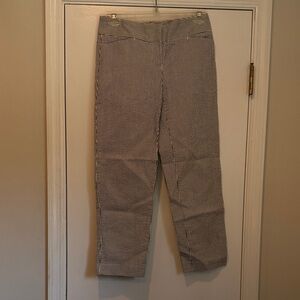 LOFT Black and White Striped Trousers